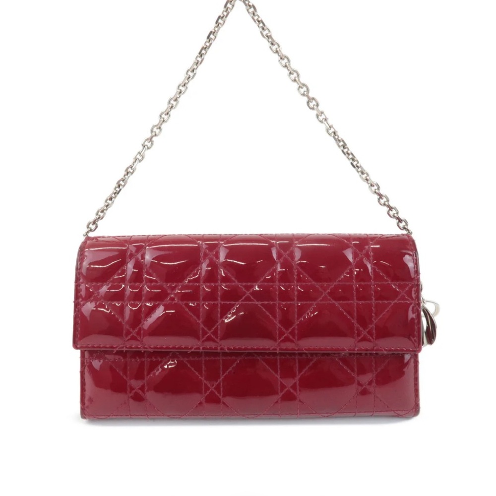 Christian Dior Lady Dior Cannage
Patent Leather Chain Wallet